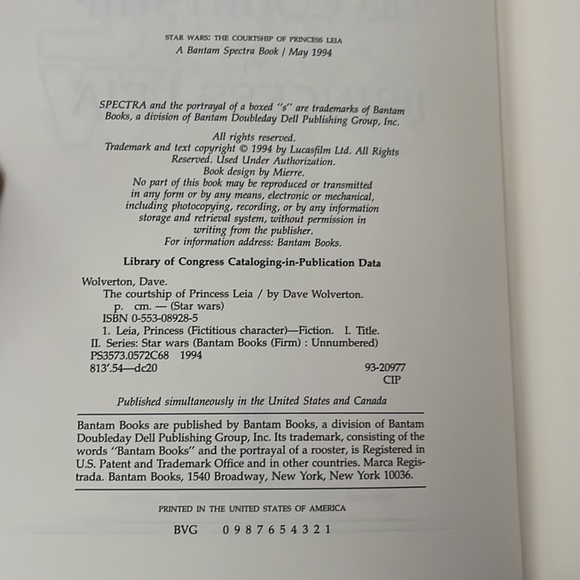 Vtg Star Wars “The Courtship of Princess Leia” Hardcover Book by Dave Wolverton - Picture 6 of 6